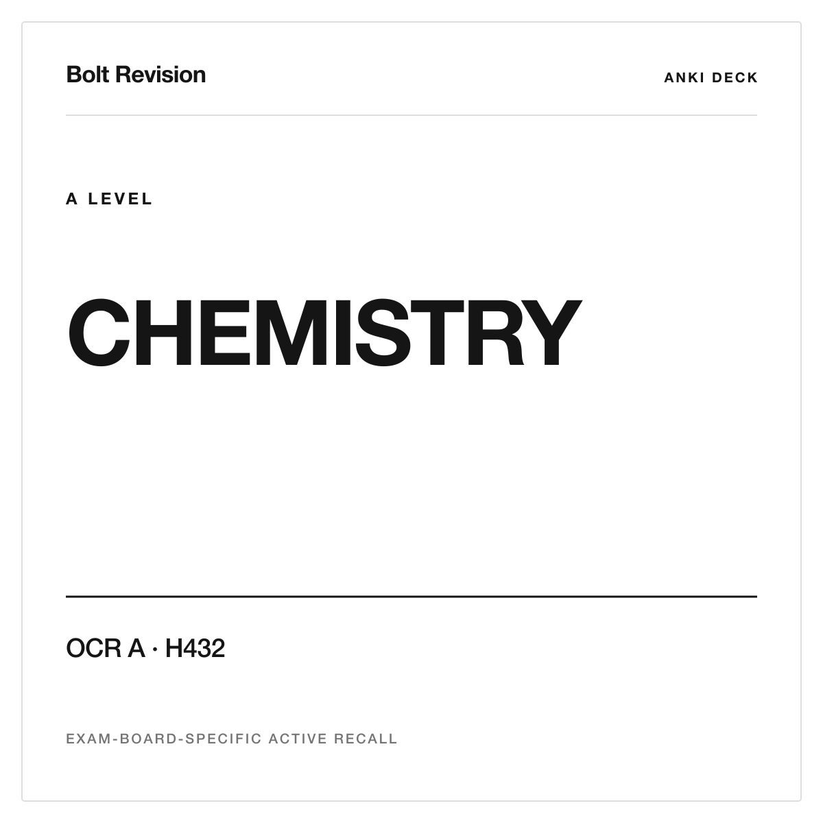 OCR A A Level Chemistry H432 Anki Deck cover
