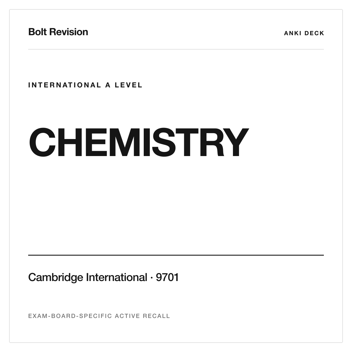 Cambridge International AS & A Level Chemistry 9701 Anki Deck cover