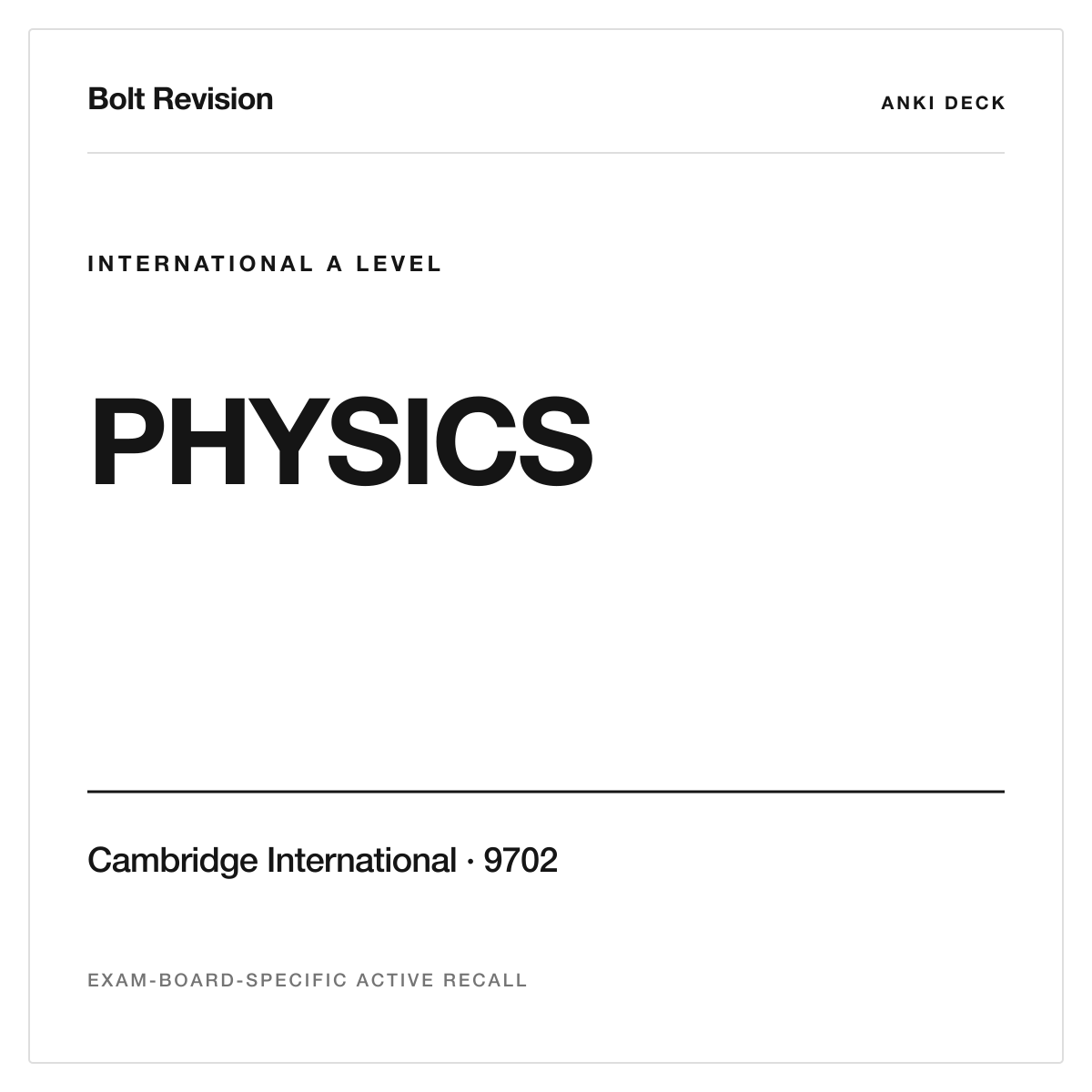 Cambridge International AS & A Level Physics 9702 Anki Deck cover