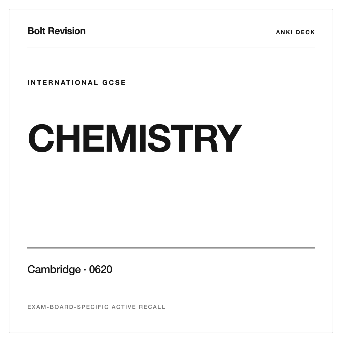 Cambridge IGCSE Chemistry 0620 Anki Deck cover