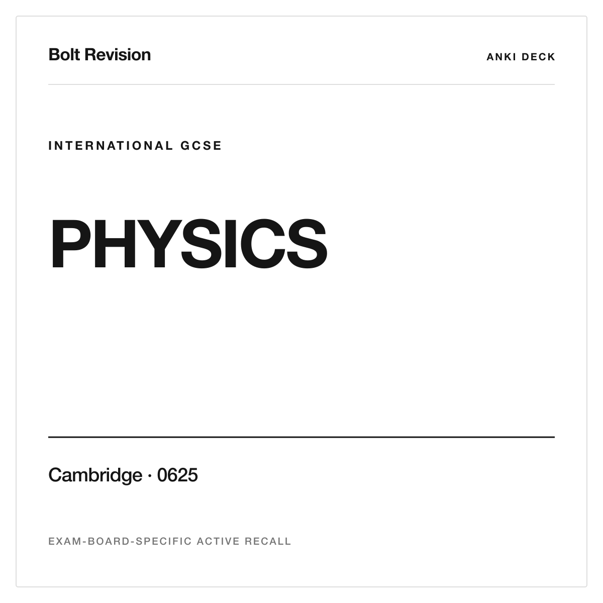Cambridge IGCSE Physics 0625 Anki Deck cover